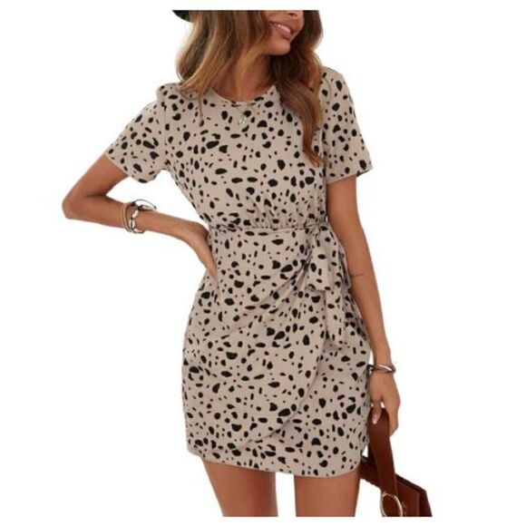 Shein Printed Tie Front Mini Dress - Picture 1 of 9